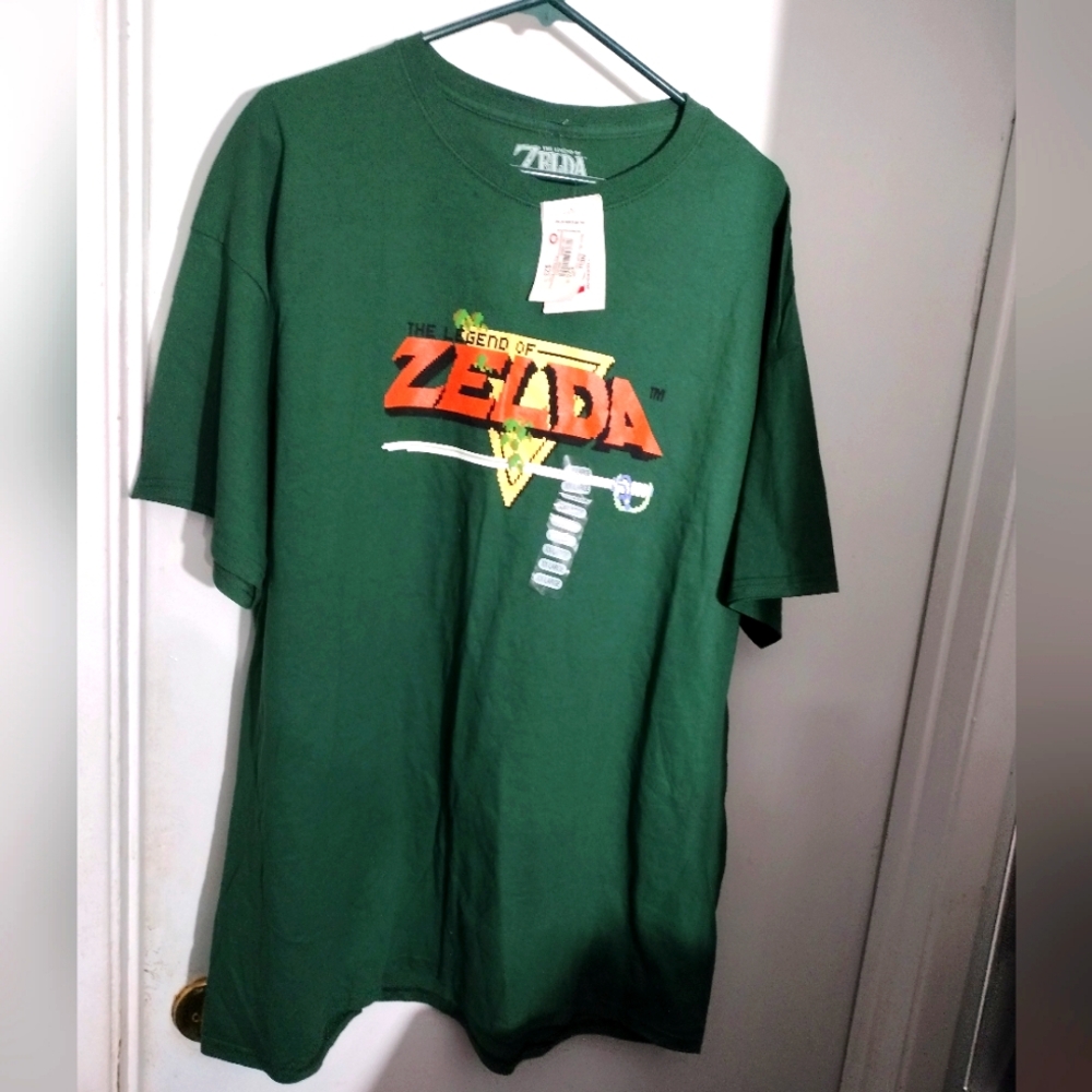 100% Cotton, Green, LEGEND of ZELDA by Nintendo. T Shirt, Size XXL, New.